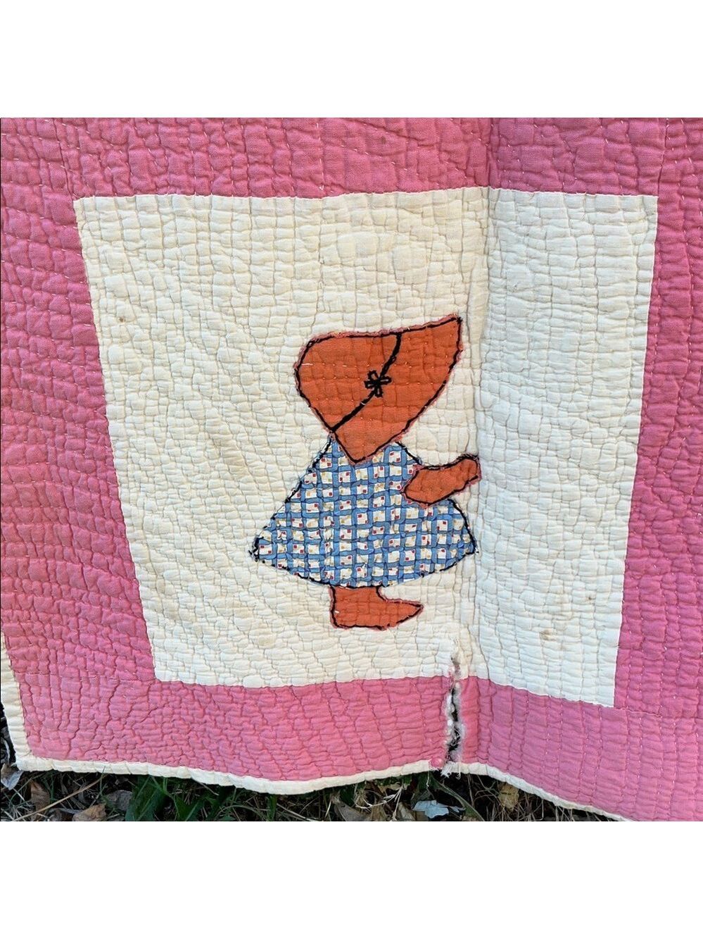 Vintage Patchwork Quilt Handmade Suebonnet Prairie Homestead Twee - Picture 4 of 8